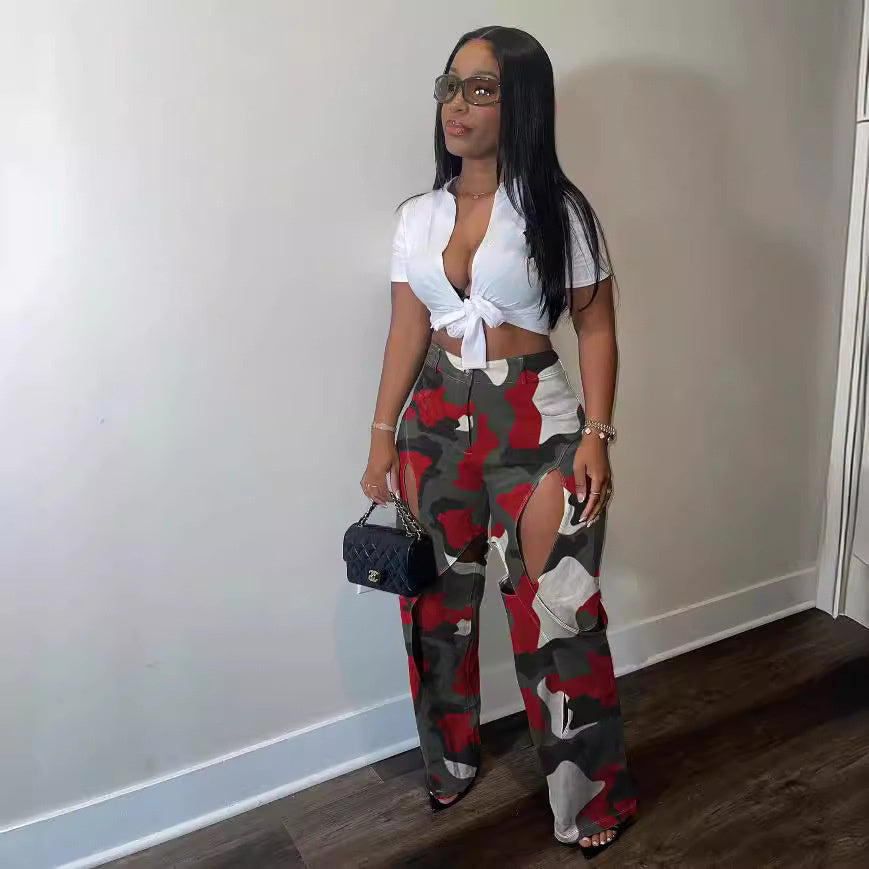 Fashion Digital Print Overalls