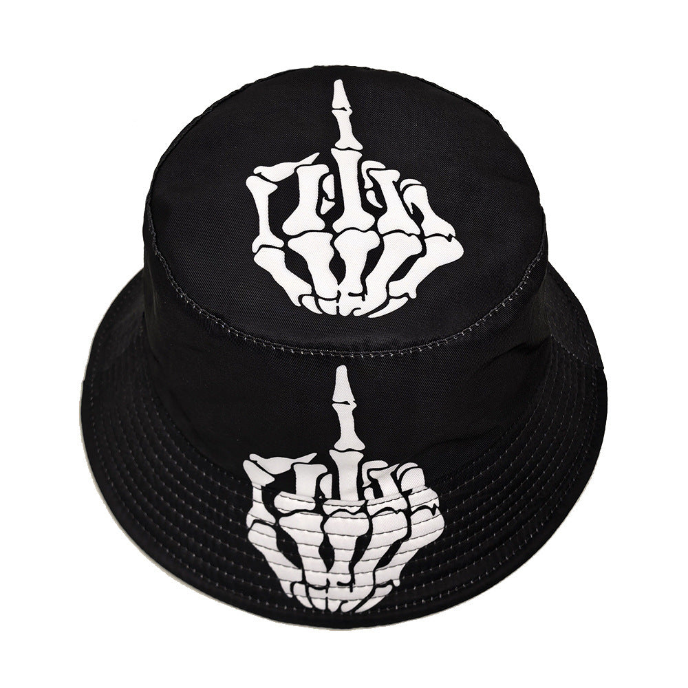 Skull & Finger Graphic Bucket Hat