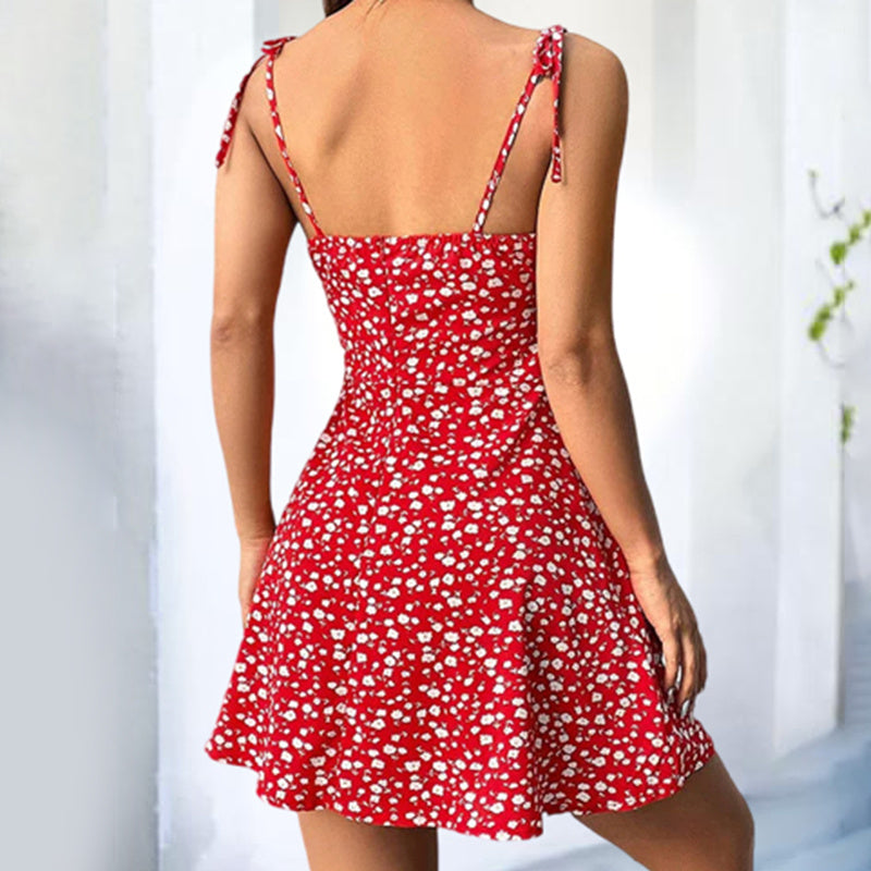 Women’s Floral Ruffle Boho Mini Dress