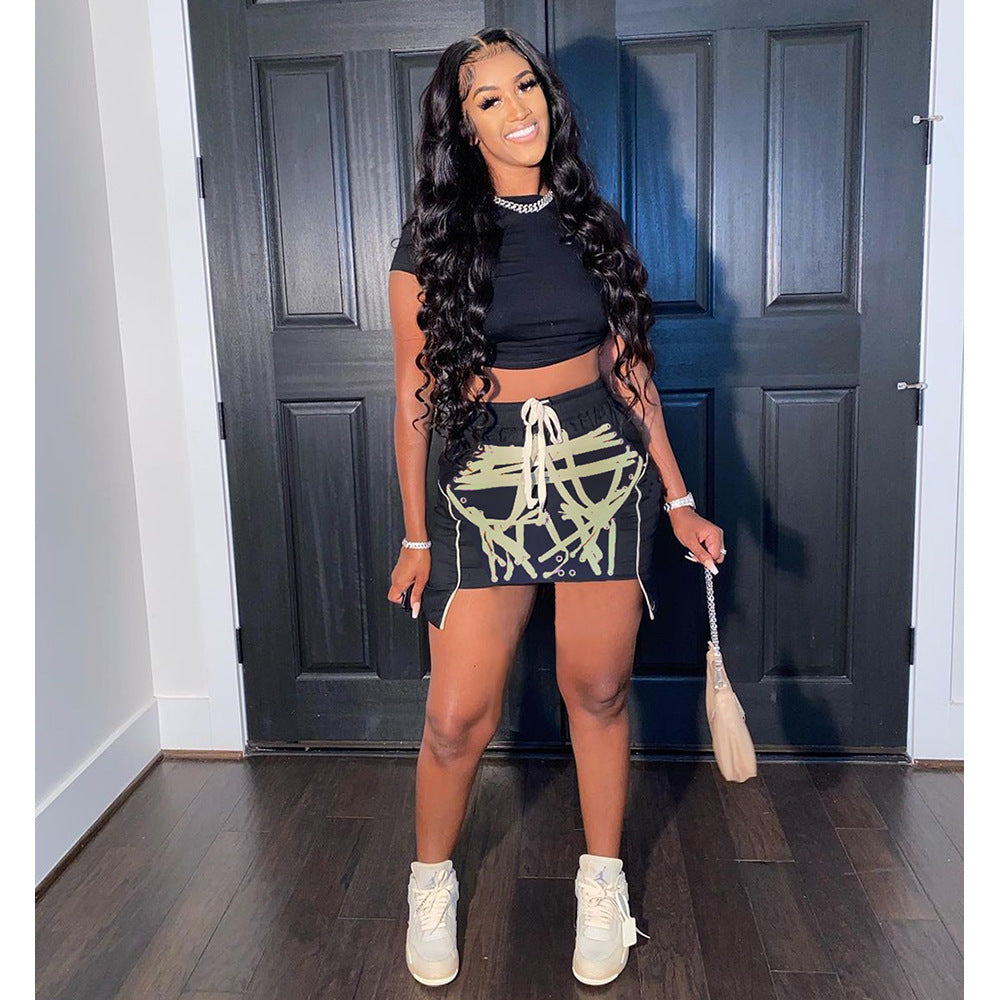 Summer Midriff Skirt Set