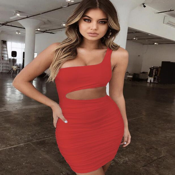 Women’s Sexy One-Shoulder Mini Dress