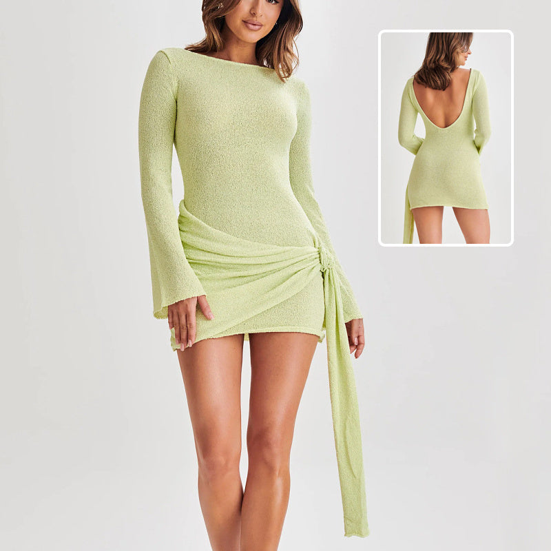 Slim Fit V-Back Mini Dress