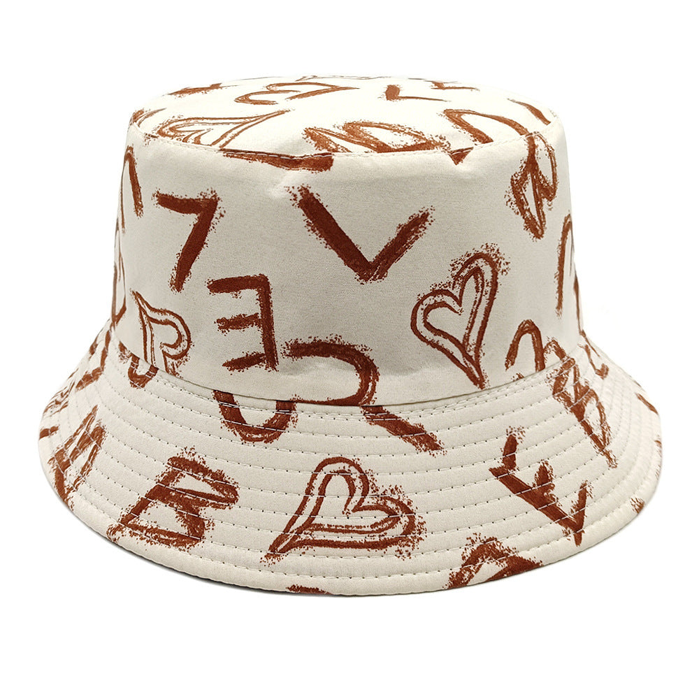 Love Letter Pattern Printed Bucket Hat