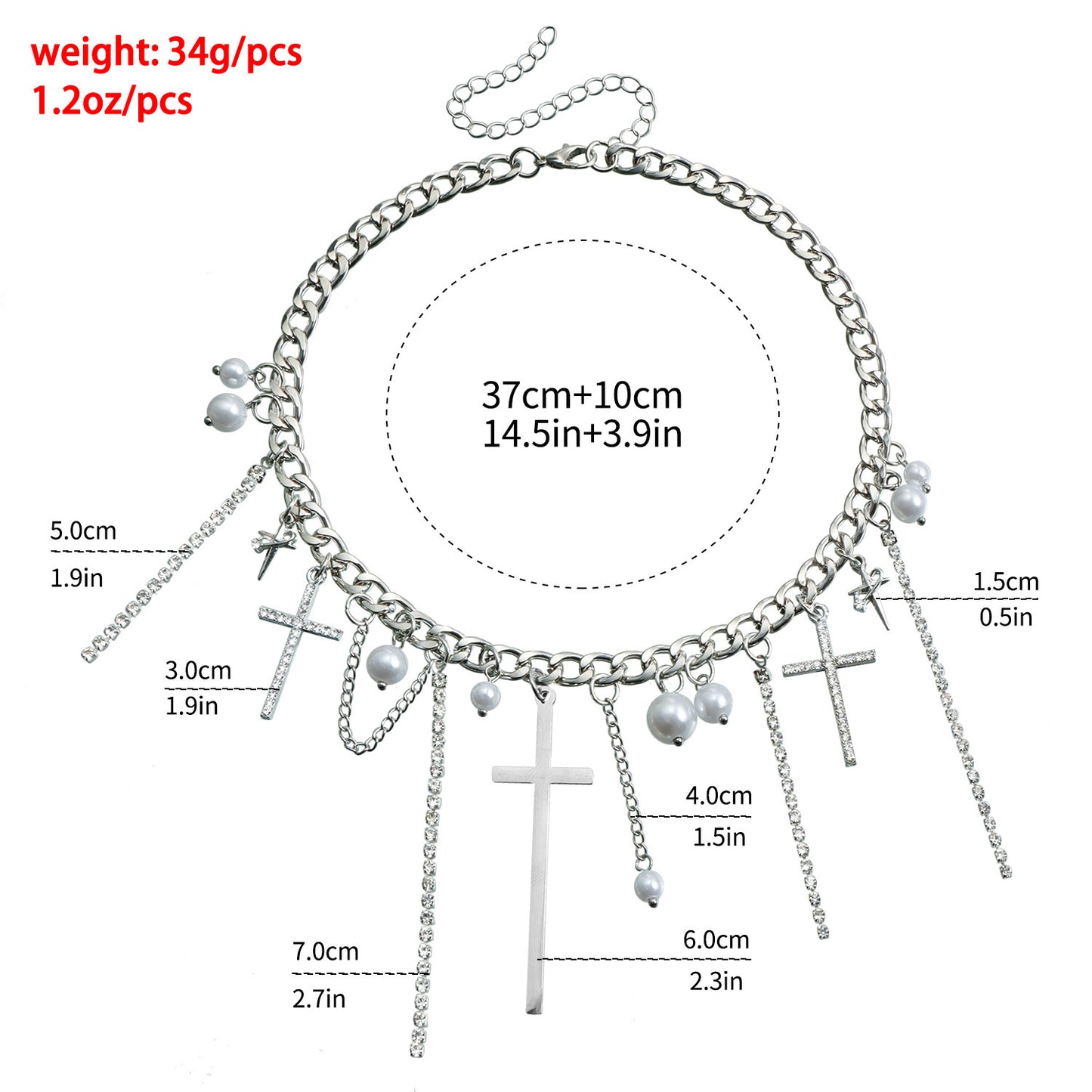 Cross Tassel Pearl Necklace