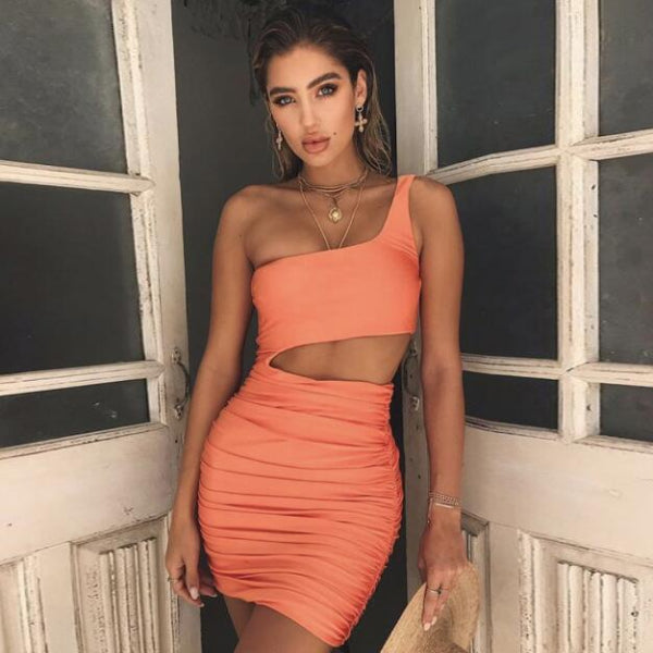 Women’s Sexy One-Shoulder Mini Dress