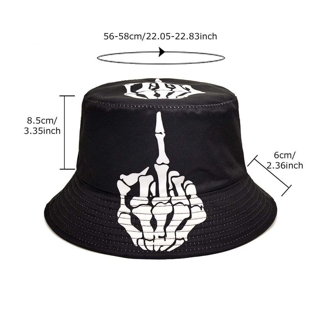 Skull & Finger Graphic Bucket Hat