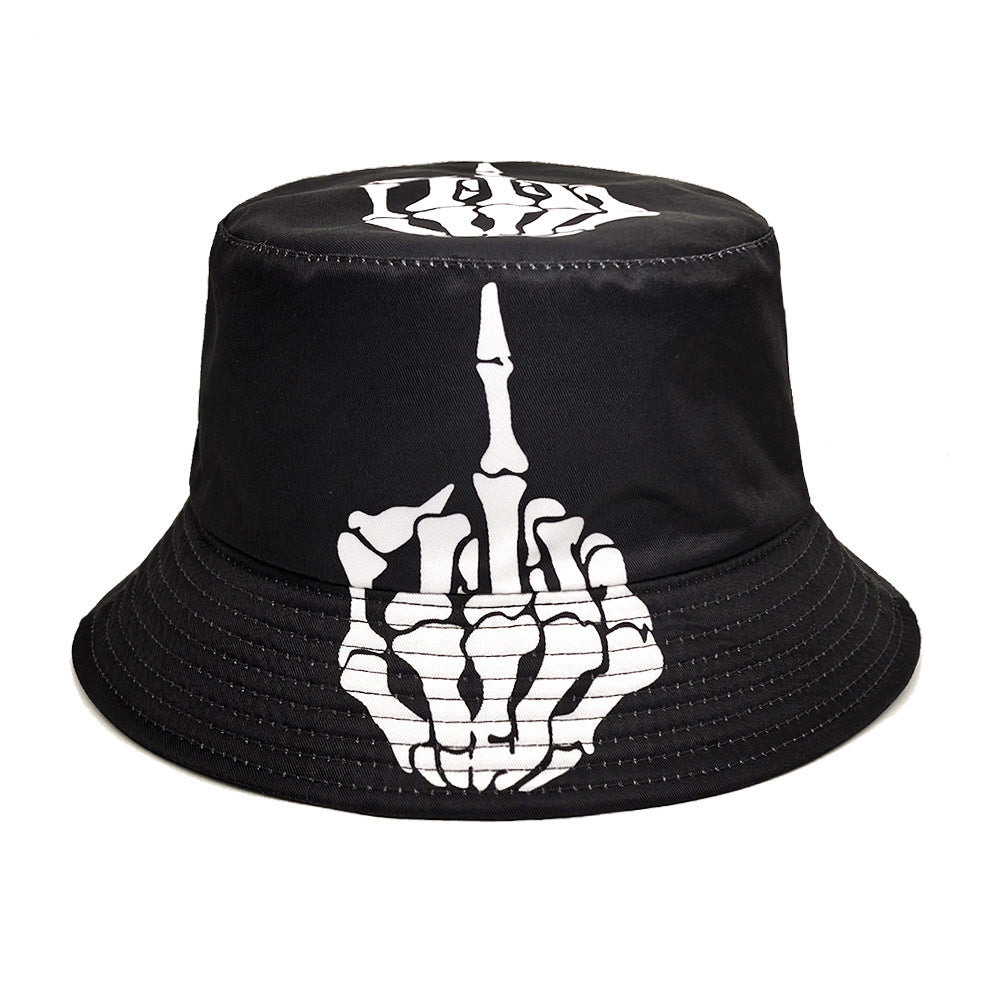Skull & Finger Graphic Bucket Hat