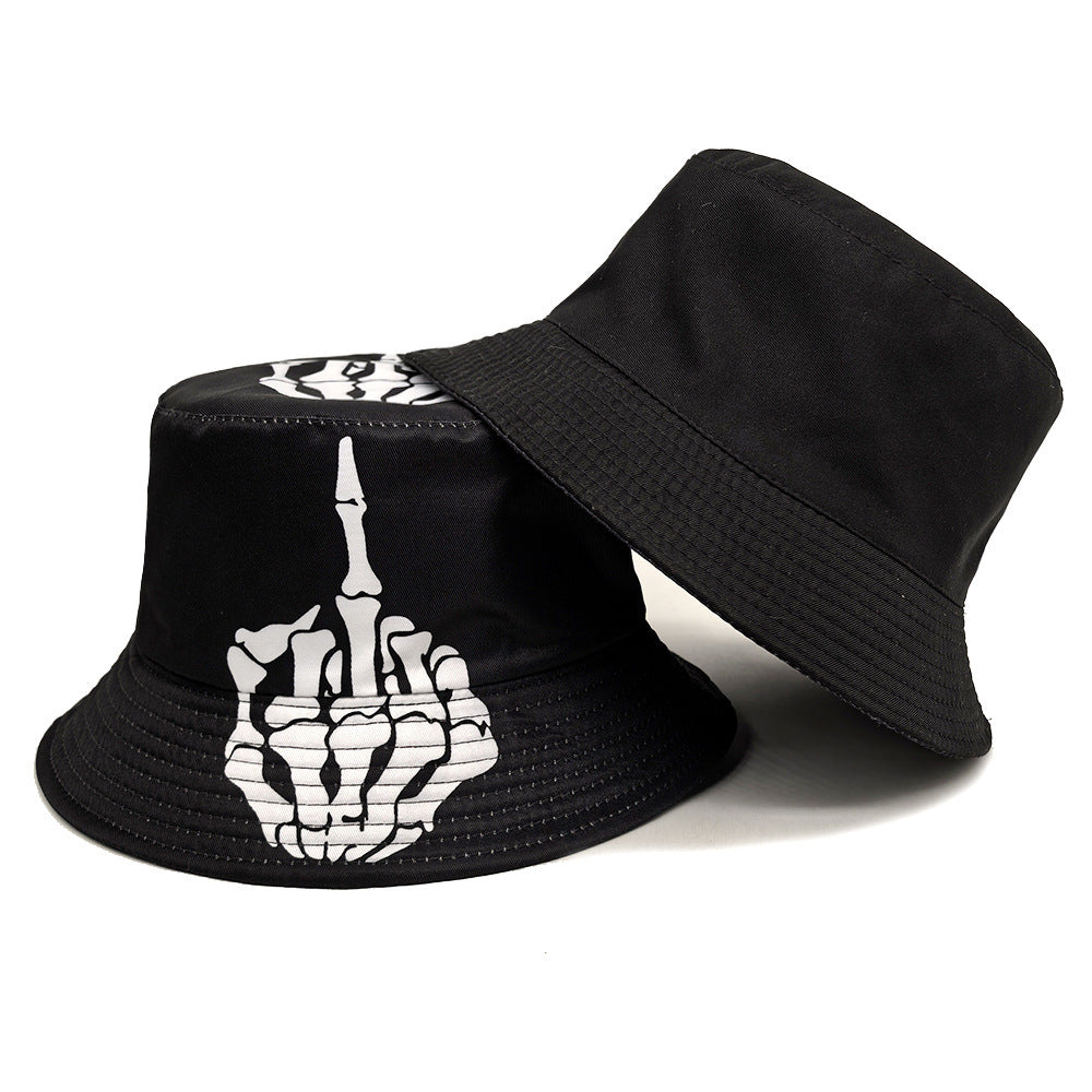 Skull & Finger Graphic Bucket Hat