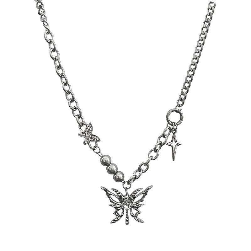 Hollow Butterfly Cross Necklace