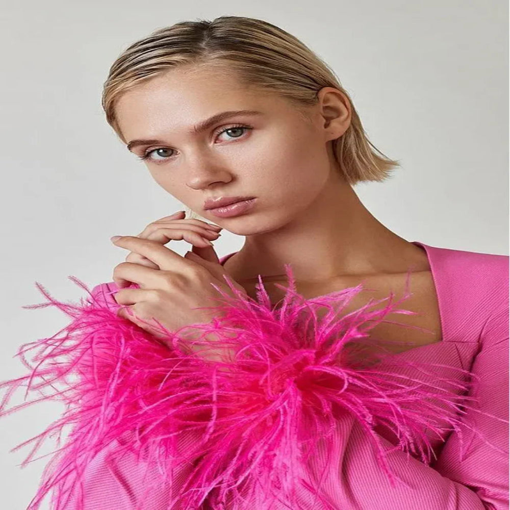 Women's Square Neck Feather Dress
