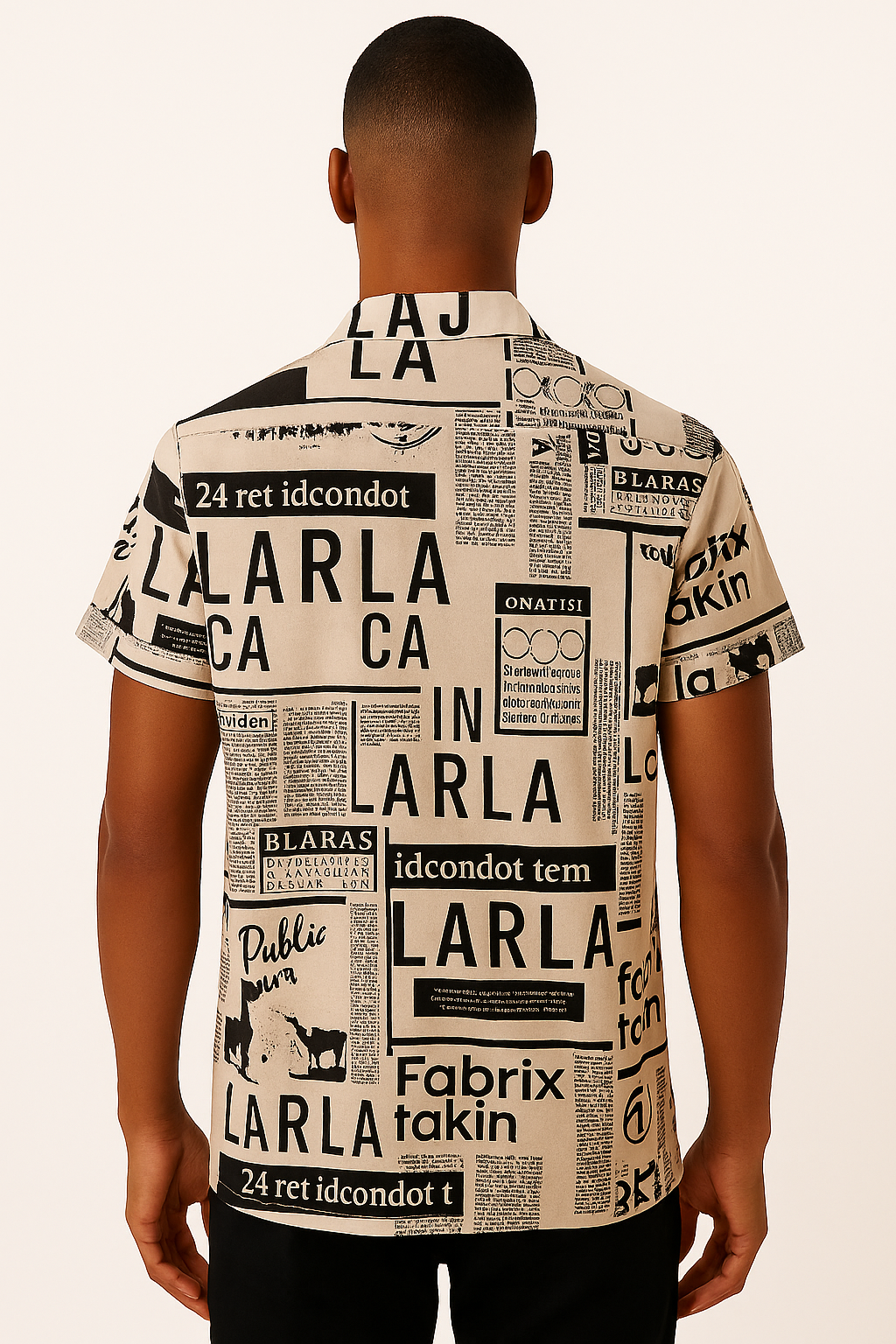 Vintage Newspaper Print Hawaiian Shirt