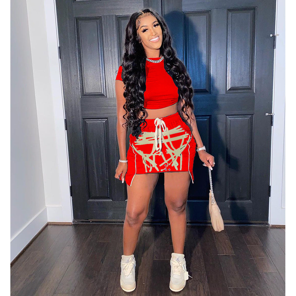 Summer Midriff Skirt Set