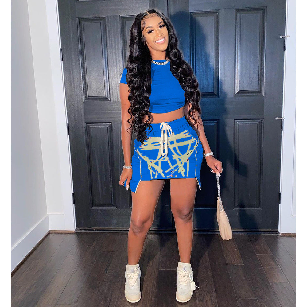 Summer Midriff Skirt Set