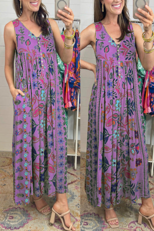 Women's Retro Printed Jumpsuit