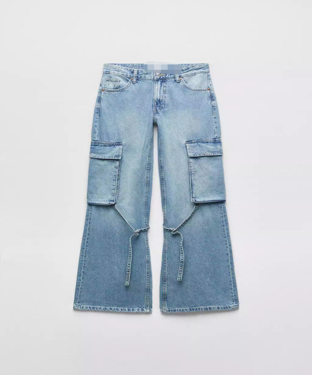 Women’s Mid-Waist Loose Cargo Jeans