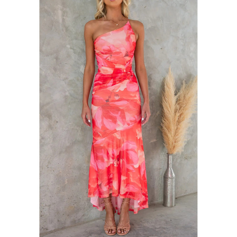 Women’s One-Shoulder Floral Summer Dress