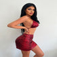 Women's 3 Piece Snake Print Bikini Set