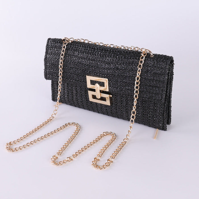 Straw Chain Flap Shoulder Women's Bag