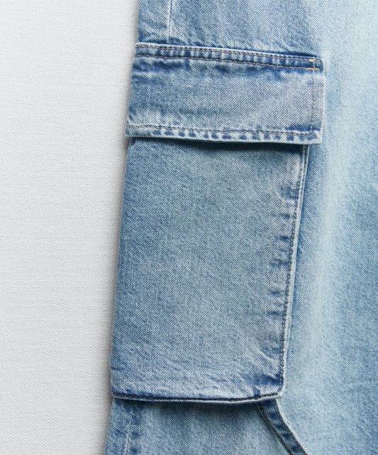 Women’s Mid-Waist Loose Cargo Jeans