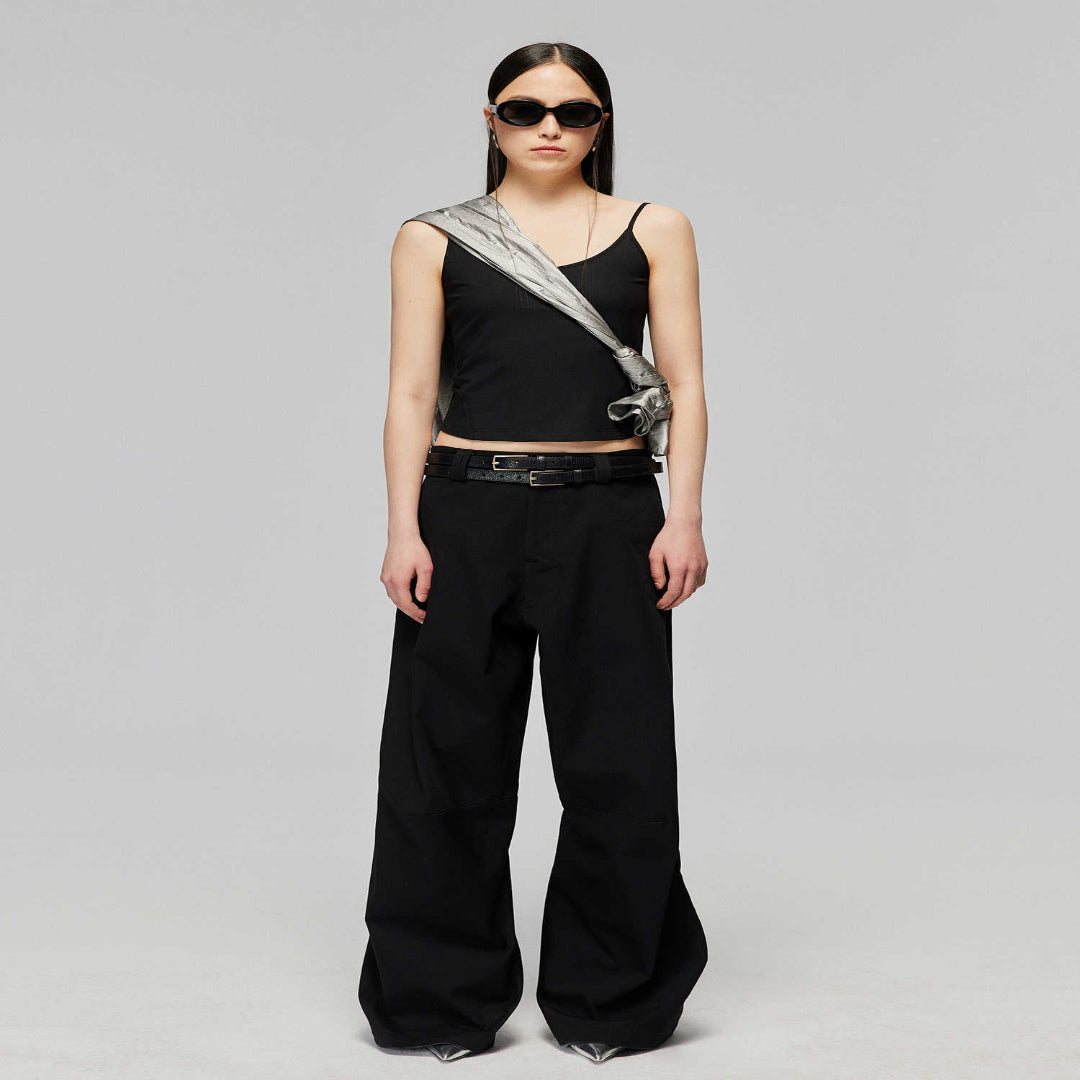 Loose Cotton Wide-Leg Pants