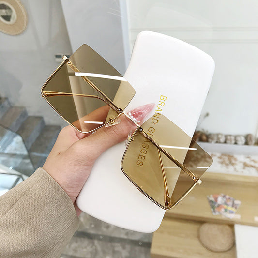 Half-Frame Metal Trimmed Sunglasses