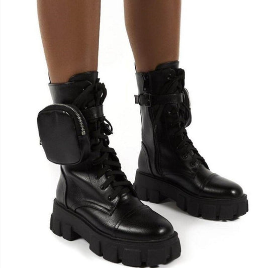 Chunky Boots & Strapping Purse Combo