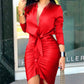 Solid Color Lace-Up Midi Party Dress
