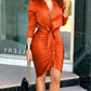 Solid Color Lace-Up Midi Party Dress