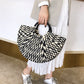Straw Woven Semicircle Handbag