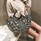 Straw Woven Semicircle Handbag