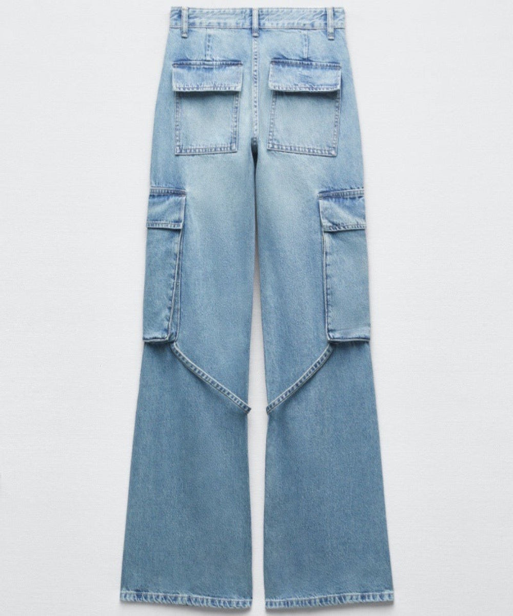 Women’s Mid-Waist Loose Cargo Jeans