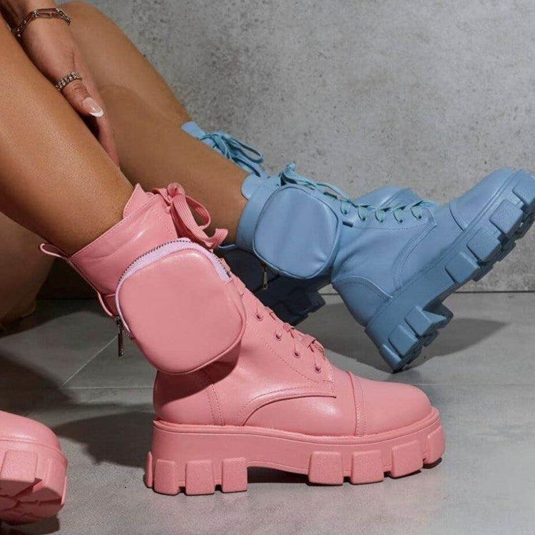 Chunky Boots & Strapping Purse Combo