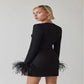 Women's Square Neck Feather Dress