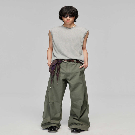 Loose Cotton Wide-Leg Pants