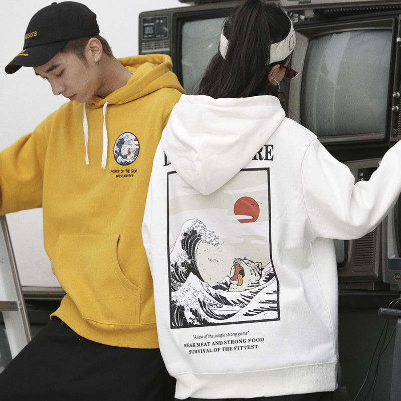 Unisex Retro Streetwear Hooded Sweater