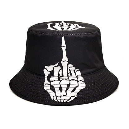 Skull & Finger Graphic Bucket Hat