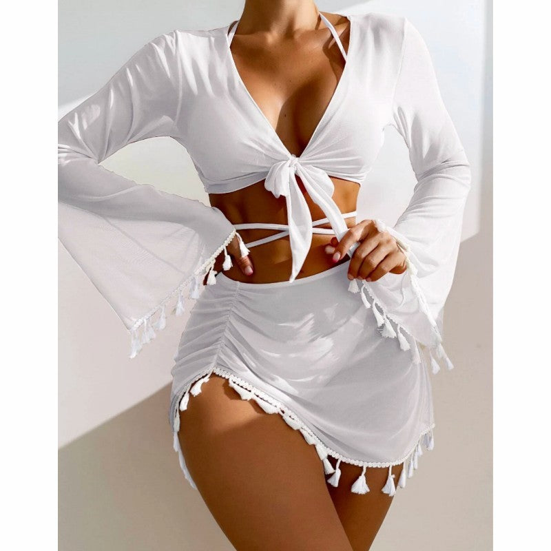 4pcs Solid Color Bikini Set