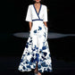Women's V-Neck Floral Long Dress