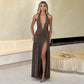 V-Neck Pleated Party Dress