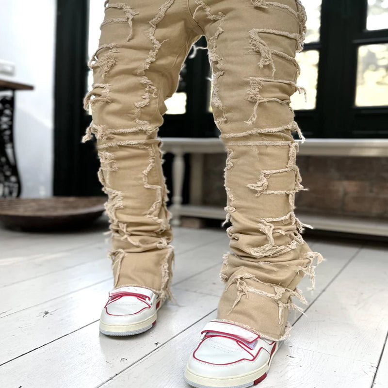 Men’s Patched Stacked Jeans