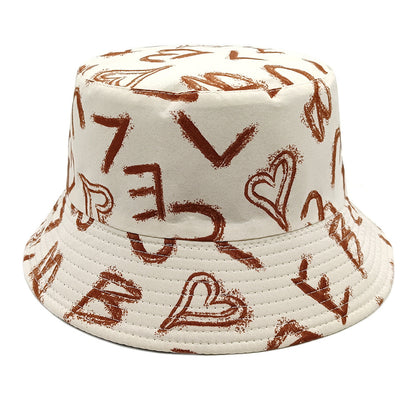 Love Letter Pattern Printed Bucket Hat