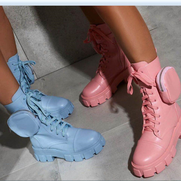 Chunky Boots & Strapping Purse Combo