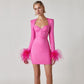 Women's Square Neck Feather Dress