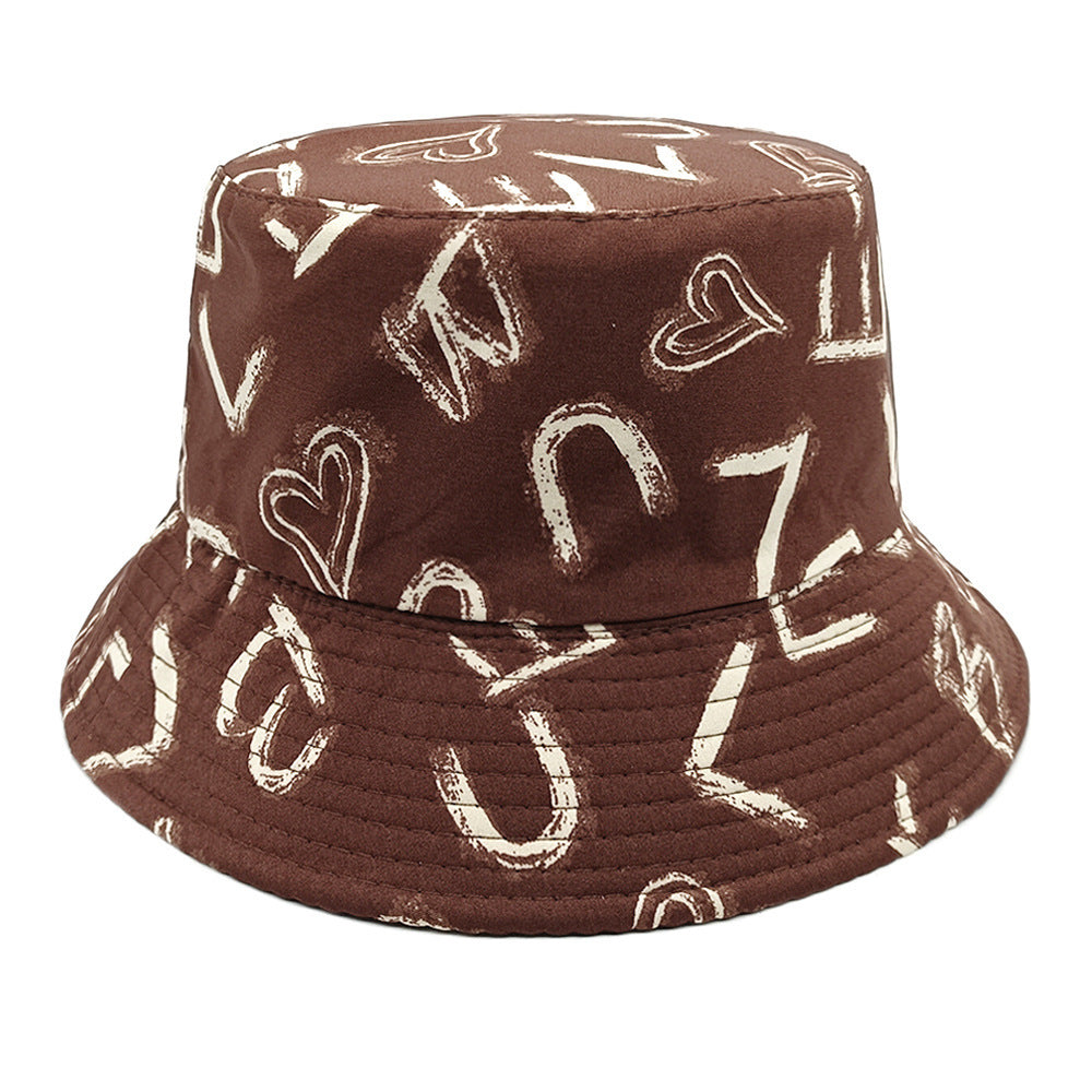 Love Letter Pattern Printed Bucket Hat