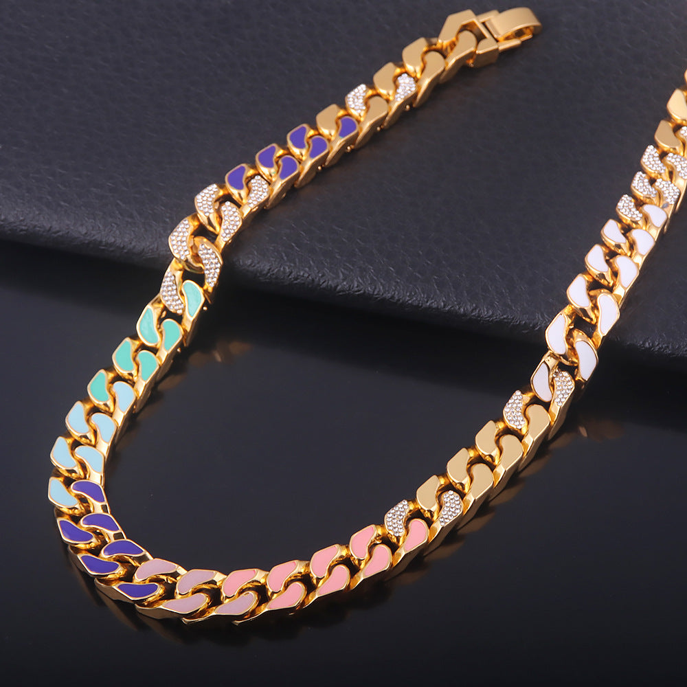 Multicolor Diamond Hip-Hop Chain