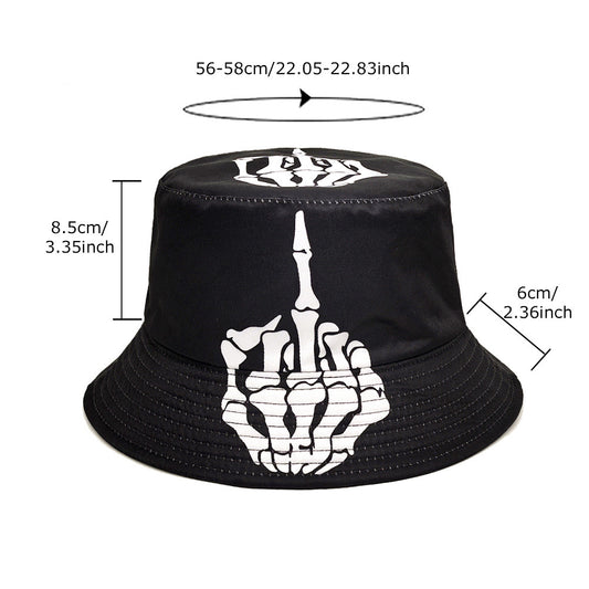 Skull & Finger Graphic Bucket Hat