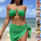 3-Piece Stripe Bikini Set – Solid Color Swimwear