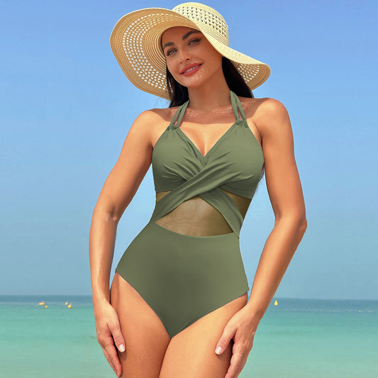 Halter-Neck One-Piece Swimsuit