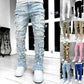 Men’s Patched Stacked Jeans