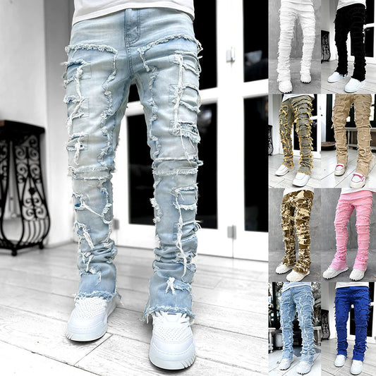 Men’s Patched Stacked Jeans